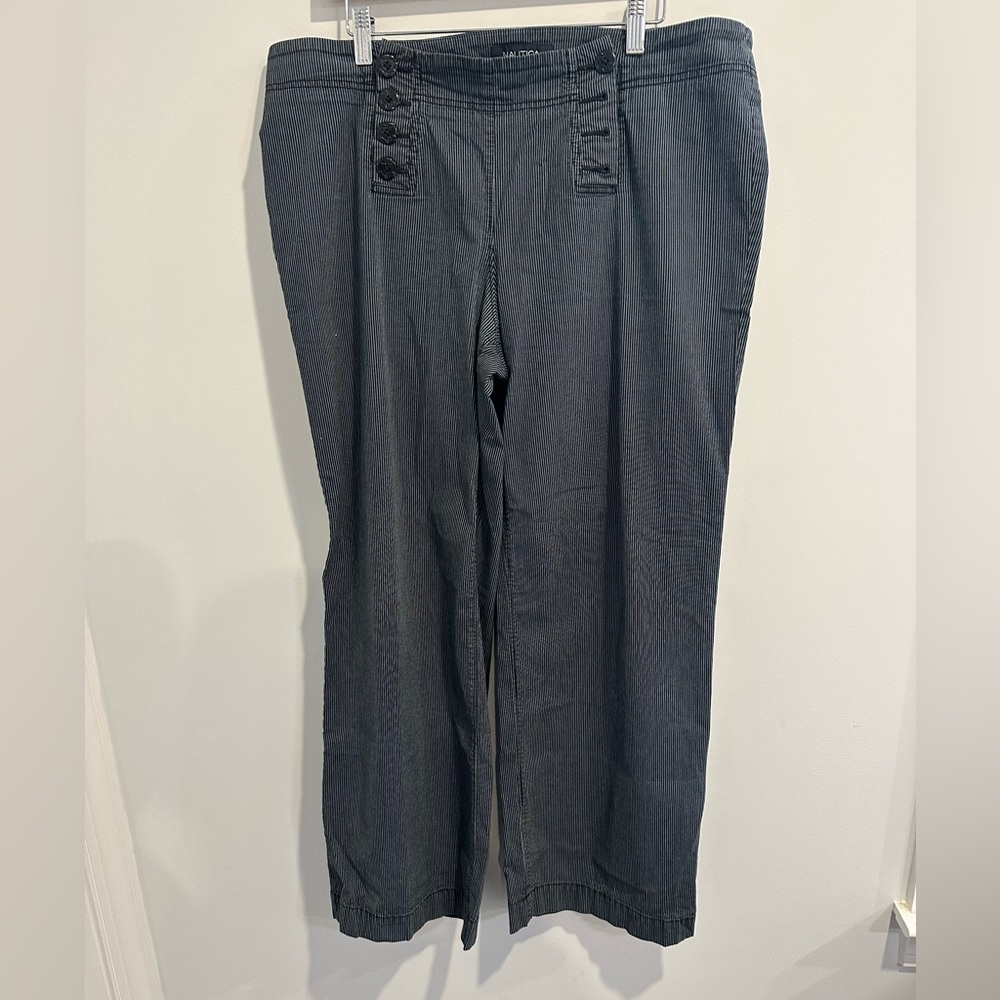 Nautica Women’s Broadfall Style Pants Size 16 Black Gray Wide Leg